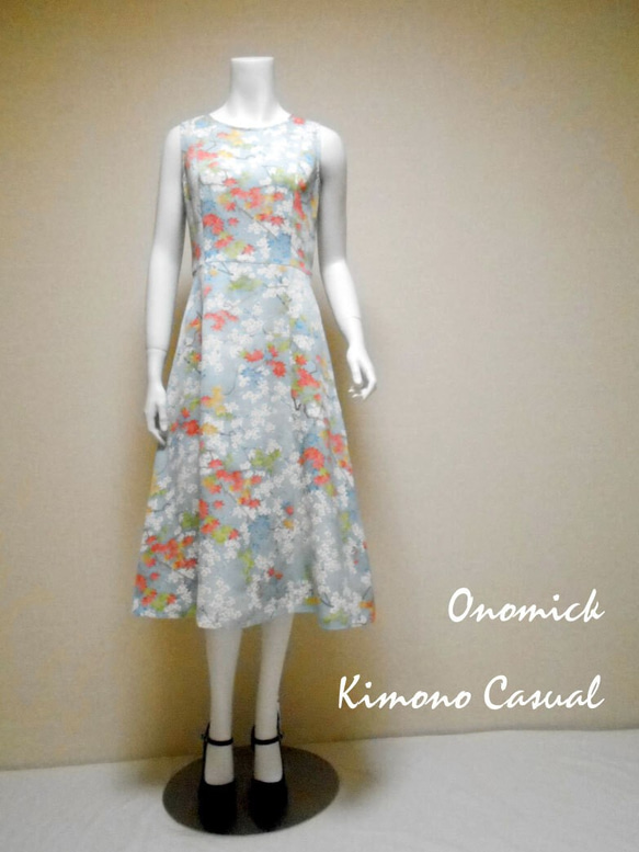 ラウンドネック着物ドレス Round neck Kimono dress LO-226/S 2枚目の画像