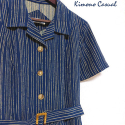 着物シャツドレス（ベルト付き） Kimono Shirt dress LO-234/M 4枚目の画像