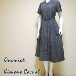 着物シャツドレス（ベルト付き） Kimono Shirt dress LO-234/M 7枚目の画像