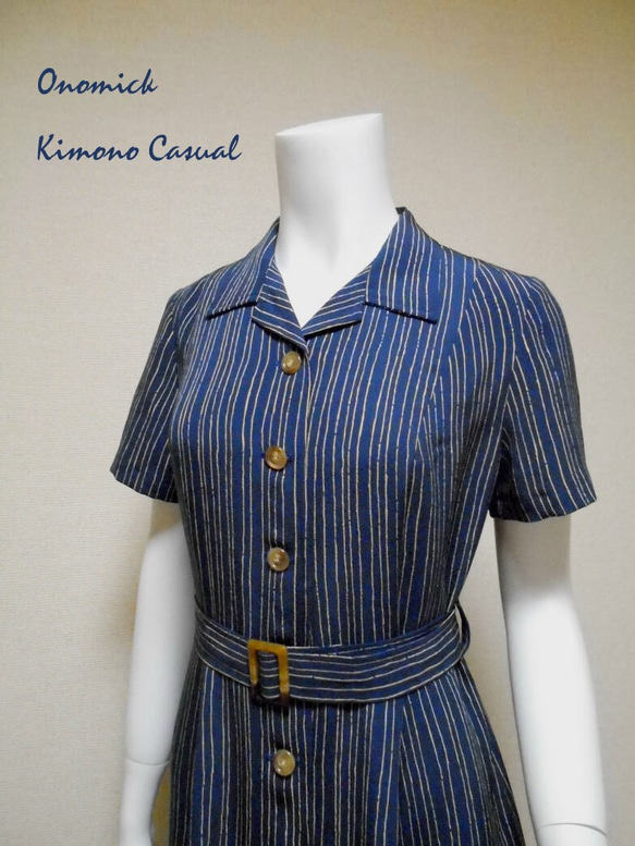 着物シャツドレス（ベルト付き） Kimono Shirt dress LO-234/M 8枚目の画像