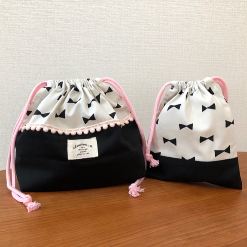 入園入学 お弁当袋(給食袋)コップ袋set ♡りぼん♡ 給食袋 Dandelion 