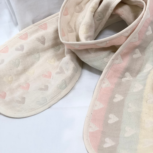 フワフワ！六重織ガーゼのタオルマフラー 限定 多色ハート fuwara 