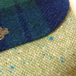 お財布バッグ　ハリスツイード×リネン（紺×きみどり） 3枚目の画像