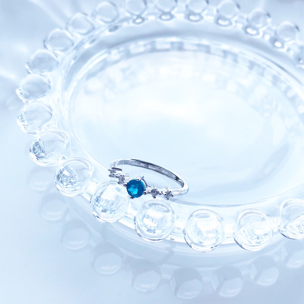 silver925 ネオンブルーアパタイト☆彡クロスレースリング【天然石Sサイズ】