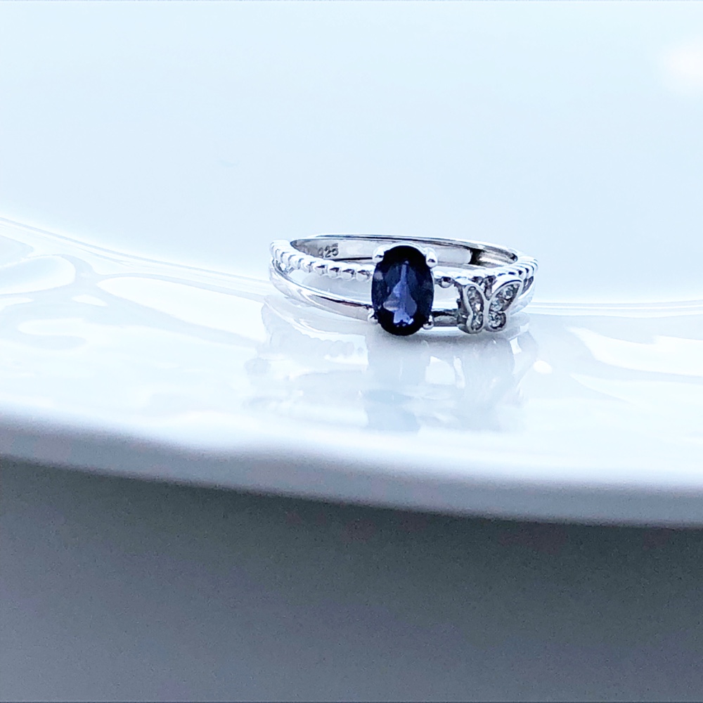 silver925 アイオライトオーバル☆*:.｡. パピヨンリング【天然石Mサイズ】