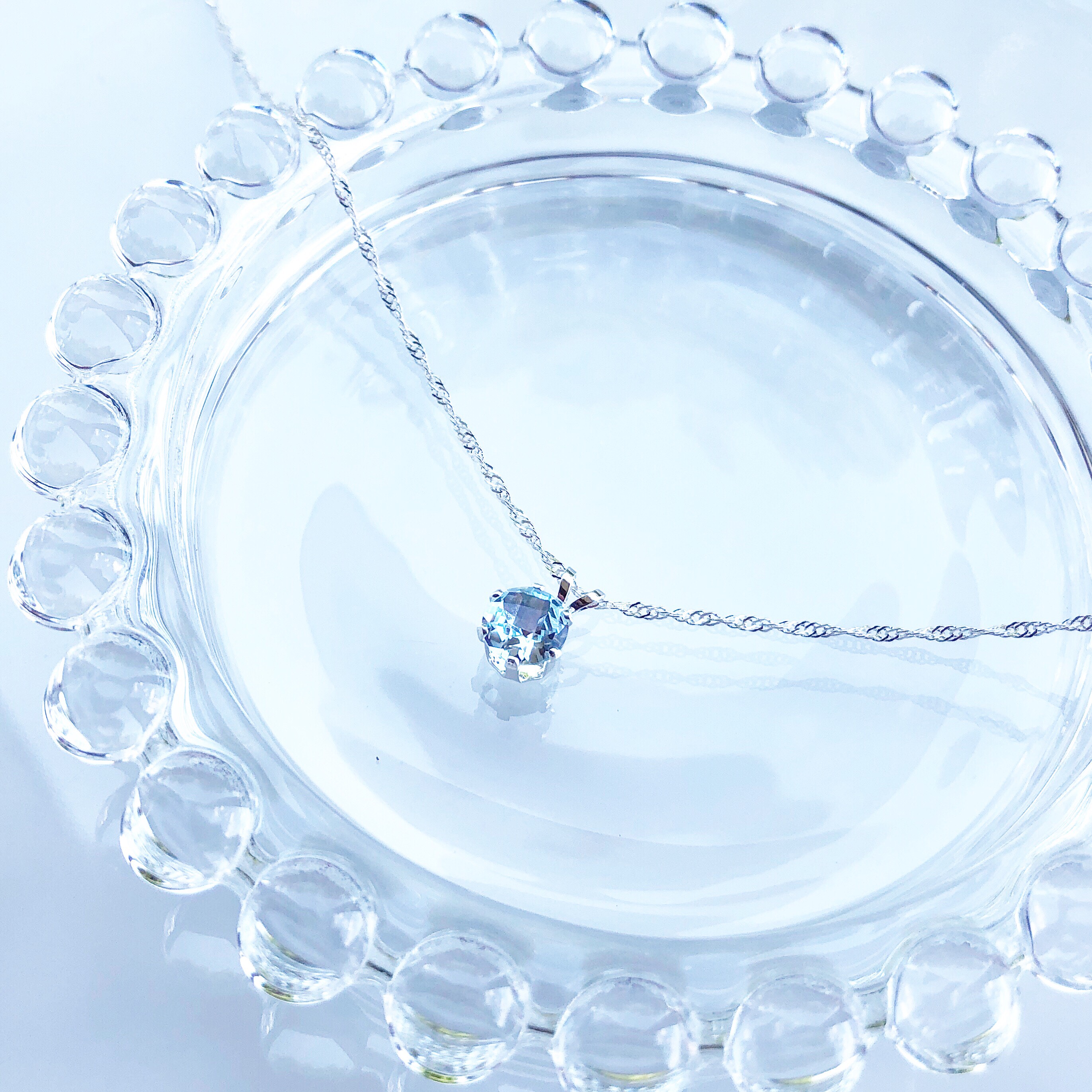 silver925 スカイブルートパーズ〜チェッカーファセットカット˚✧₊⁎ネックレス【天然石Mサイズ】 5,659円