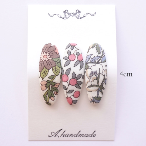 リバティ ハンドメイド パッチンピン4個48 リバティ パッチンピン(4cm)3本セット ヘアピン A.handmade 通販