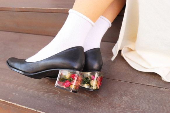 Flower Heel パンプス「マーメイドの願い」　Black 2枚目の画像