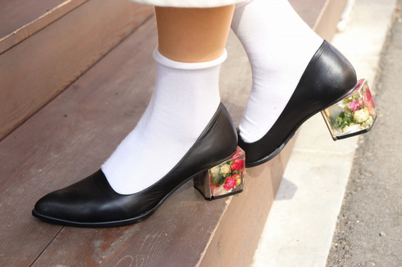 Flower Heel パンプス「マーメイドの願い」　Black 4枚目の画像