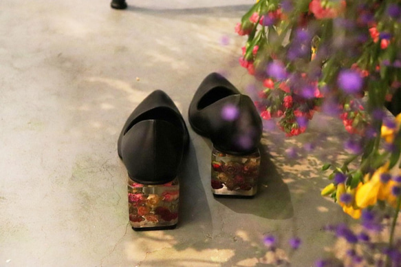 Flower Heel パンプス「マーメイドの願い」　Black 6枚目の画像