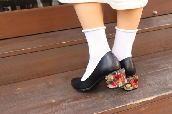 Flower Heel パンプス「マーメイドの願い」　Black 7枚目の画像