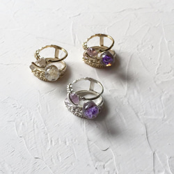 いばらring  　  　（silver 925 製、10金メッキ　）　　Gold　/ purple flower 7枚目の画像