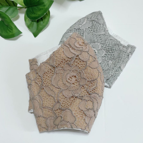 レースマスク＊大人用＊キラキラケミカルレース＊選べる裏地＊冷感