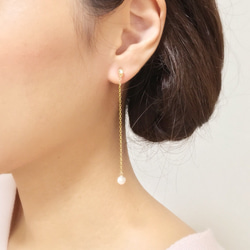 〖樹脂Nonhorupiasu（耳環）〗14kgf搖曳的珍珠耳環 第1張的照片