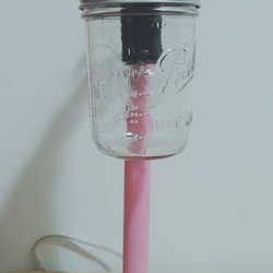 産業風も非常にかわいいことができます〜ピンクの水パイプガラス缶テーブルランプ 3枚目の画像