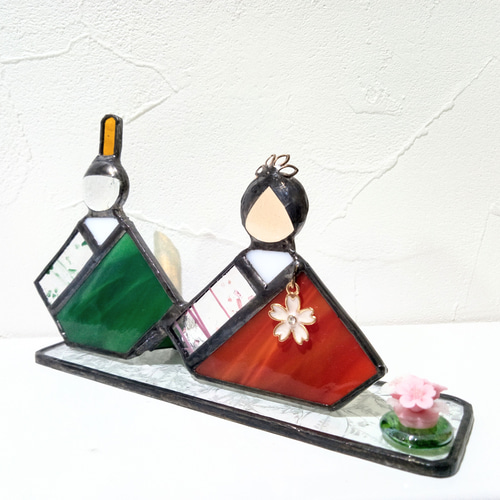 お雛様 C8ｰ2 【ステンドグラス】ガラス おひなさま 桜 新春 桃の節句