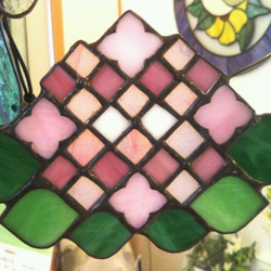 紫陽花　ピンク　カタツムリ　【ステンドグラス】ガラス 2枚目の画像
