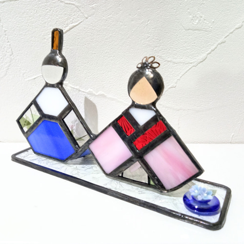 お雛様 C13 お花付【ステンドグラス】ガラス おひなさま 桃の節句 雛