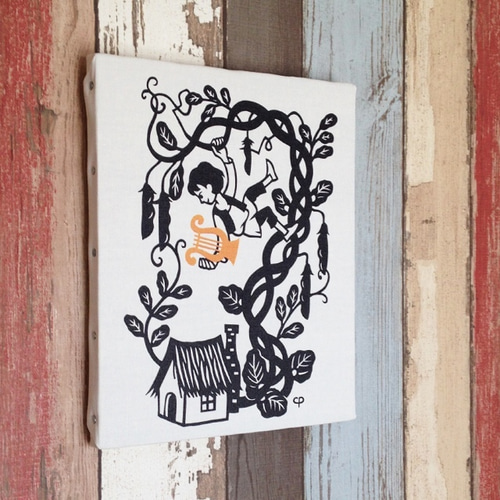 切り絵パネル「ジャックと豆の木」 タペストリー・壁掛け codomopaper