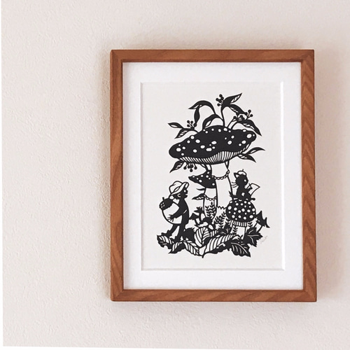 ろくとくろの切り絵「きのこの山」 切り絵 codomopaper 通販 7956194