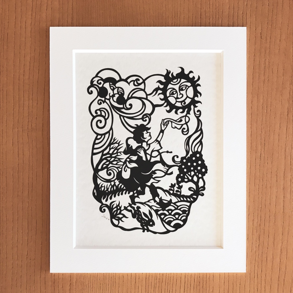 Fumi　切り絵 切り絵【アラレちゃん】12cm×12cm 久しぶりにアラレちゃん切り絵