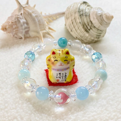 青い海とイルカ7種の天然石Mix✨Jewelry天然石ブレスレット✨ 3枚目の画像