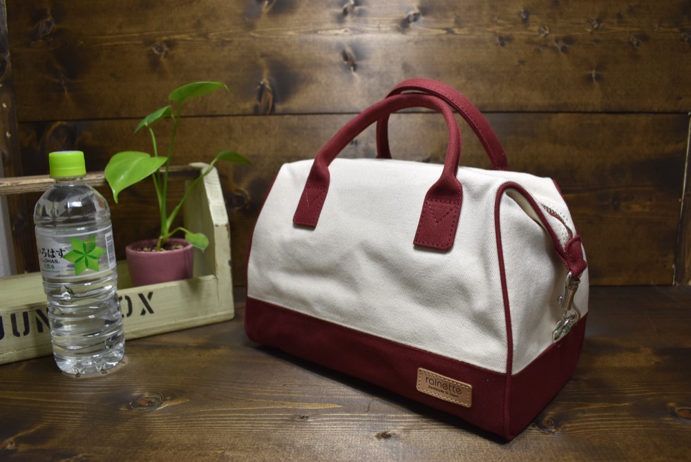 キャンバス　ツートーン・ミニボストン（生成×エンジ）