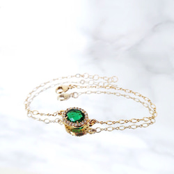 14KGF/ HYDRO EMERALD CZ PAVE BRACELET 2枚目の画像