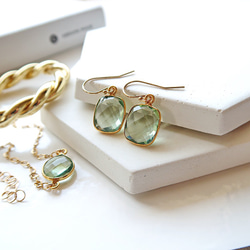 14KGF/ GREEN AMETHYST EARRINGS 9枚目の画像