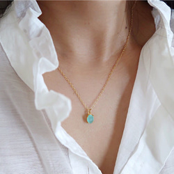 14KGF/ AQUA CHALCEDONY NECKLACE 1枚目の画像