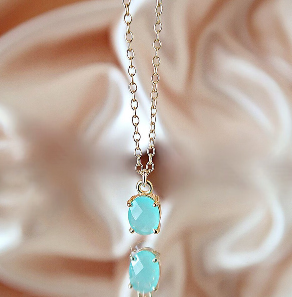 14KGF/ AQUA CHALCEDONY NECKLACE 3枚目の画像