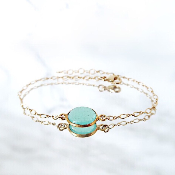 14KGF/ AQUA CHALCEDONY BRACELET 1枚目の画像