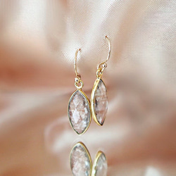 14KGF/ COPPER CRYSTAL MARQUISE EARRINGS 2枚目の画像