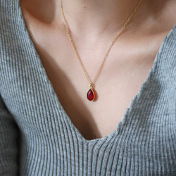 14KGF/ GARNET NECKLACE 2枚目の画像