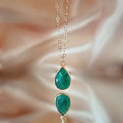 14KGF/ TEARDROP EMERALD NECKLACE 5枚目の画像