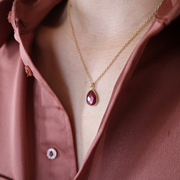 14KGF/ TEARDROP RUBY NECKLACE 1枚目の画像