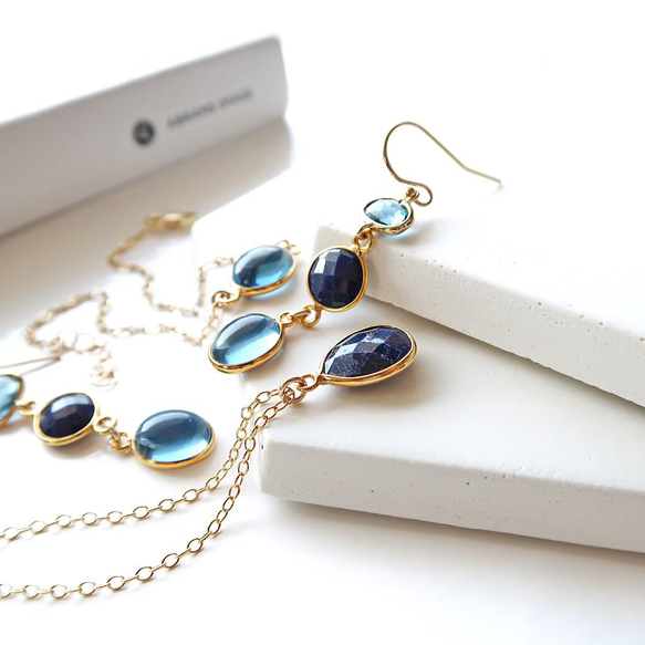 14KGF/ SAPPHIRE TEARDROP NECKLACE 5枚目の画像