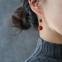 14KGF/ GARNET RUBY MIXING EARRINGS 5枚目の画像