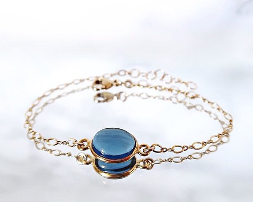 ぷっくりグレイスアイオライト・3月誕生石》14KGF/ IOLITE BRACELET