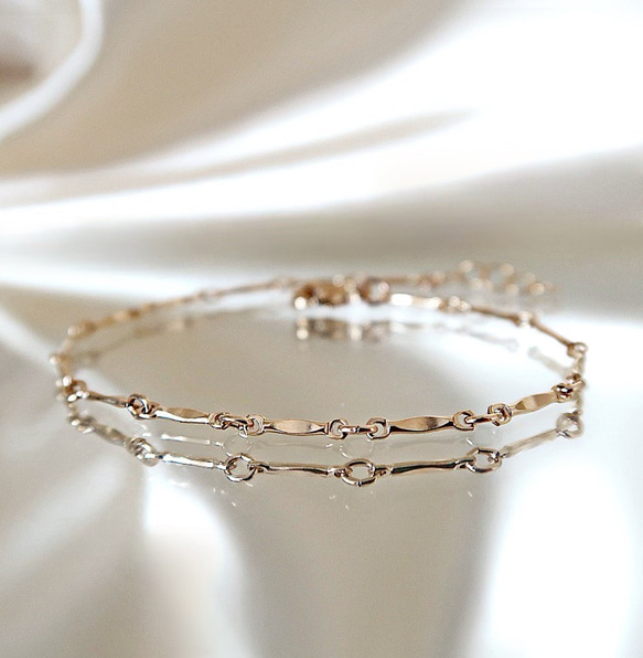 14KGF/ MARQUISE DESIGN CHAIN BRACELET 1枚目の画像