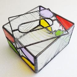 ミニティッシュボックス　ポケットティッシュ　ガラス　ステンドグラス　インテリア 2枚目の画像