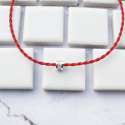 【手編みワックス糸】パーフェクトダイヤモンド|赤い糸の非常に細いラッキーワックスロープブレスレット| 2枚目の画像