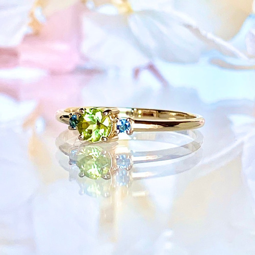 ペリドット　18金　プラチナ　コンビリング　新品　宝石店ストック ビズー公式】ペリドット K18(18金) リング セラム | 希少石