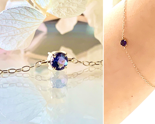 めちゃ綺麗 高品質 アイオライトブレスレット 2-4 アクセサリー