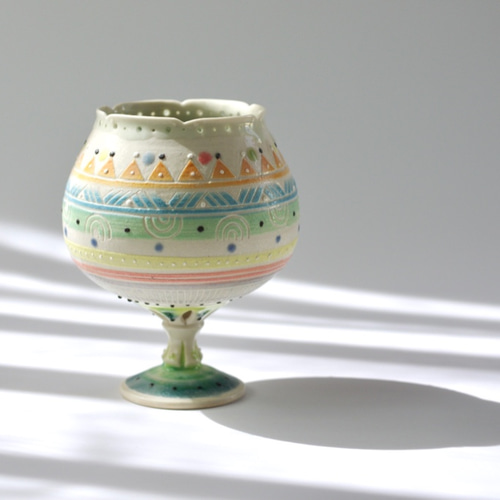 レインボー蛍手ワインカップ ワイングラス みかガマ＊のぐちみか 通販