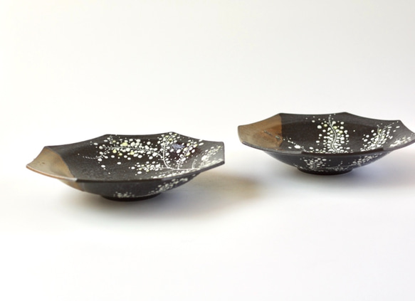 ミモザ八角浅め黒BOWL〈18cm〉 9枚目の画像