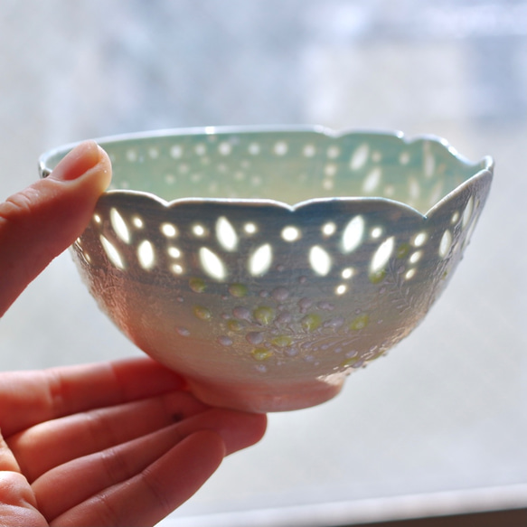 桃の花デザインの茶碗 桃の花デザイン茶碗 （ワークショップ】中園晋作さんの花茶碗に