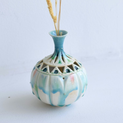 透かし彫り花器 一輪挿し・花瓶・花器 みかガマ＊のぐちみか 通販