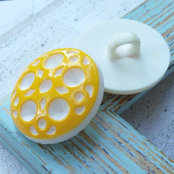 M829【21mm set 5pcs】高品質.黃色泡泡鈕扣.Yellow White Buttons. 第3張的照片