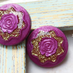 M874【21mm set 6pcs】ANNA SUI風格.奢華紫色花朵鈕扣 第2張的照片